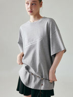 fano 100 Percent Cotton Loose Fit Korean Commuter Gray Crewneck Long Sleeve T-Shirts