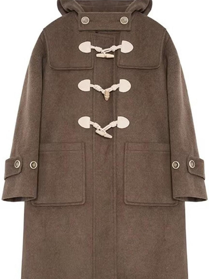 fano Toggle Pocket Minimal Commuter Midlength Women Polyester Blend Long Coats