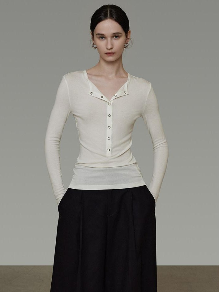 unspoken Breathable Skin Friendly Slim Fit Button Half Collar Women Knit Cardigans