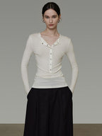 unspoken Breathable Skin Friendly Slim Fit Button Half Collar Women Knit Cardigans