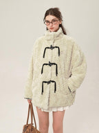 ikyou Thick Insulated Minimalist Commuter Straight Fit Stand Collar Apricot Short Coat