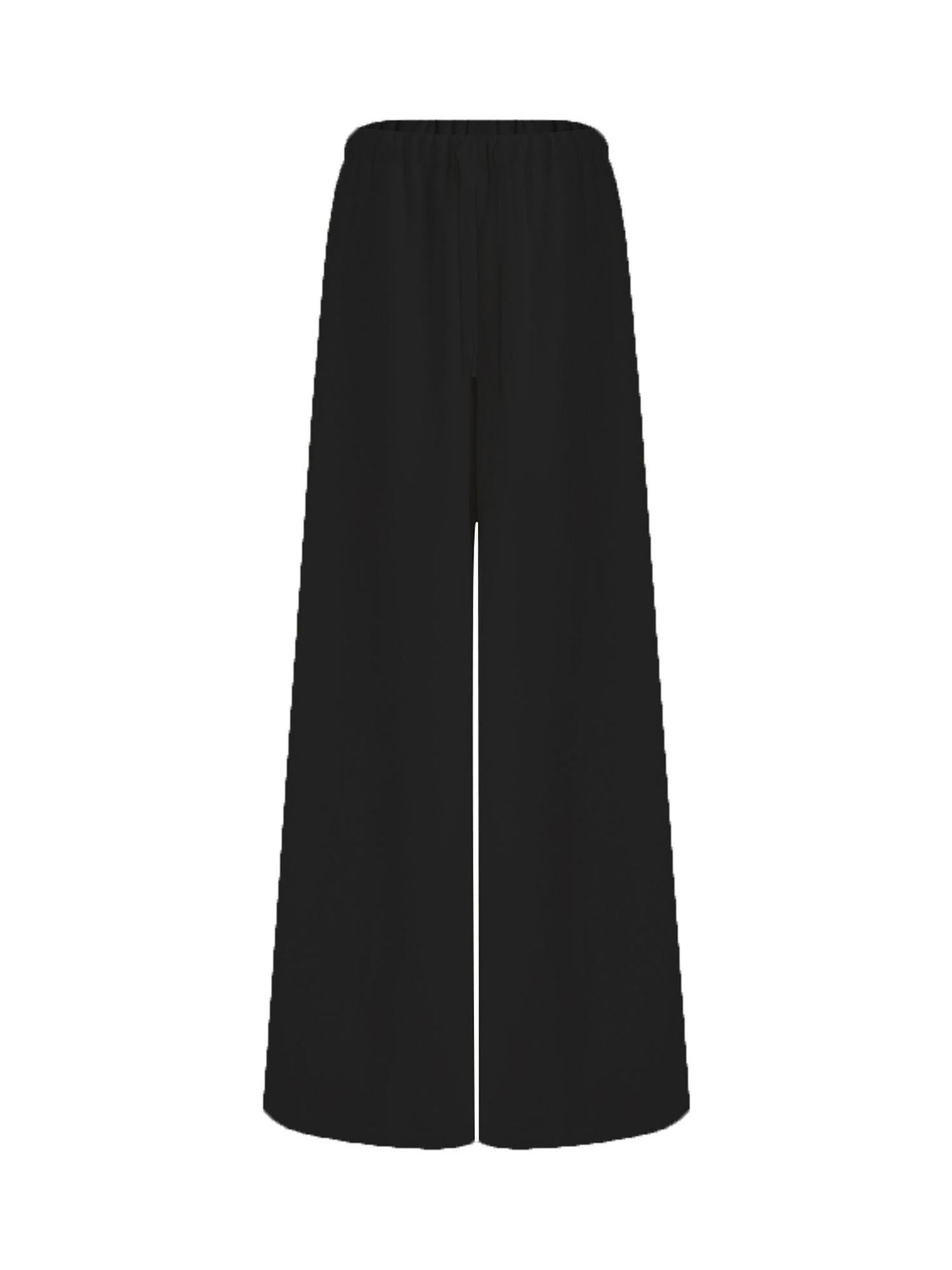 unspoken High Waist Tailored Tie Waist Minimal Workwear Breathable Straight Wide Leg Pants