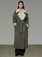 unspoken Minimal Commuter Oversized Long Notch Collar Olive Green Wool Blend Wool Coats