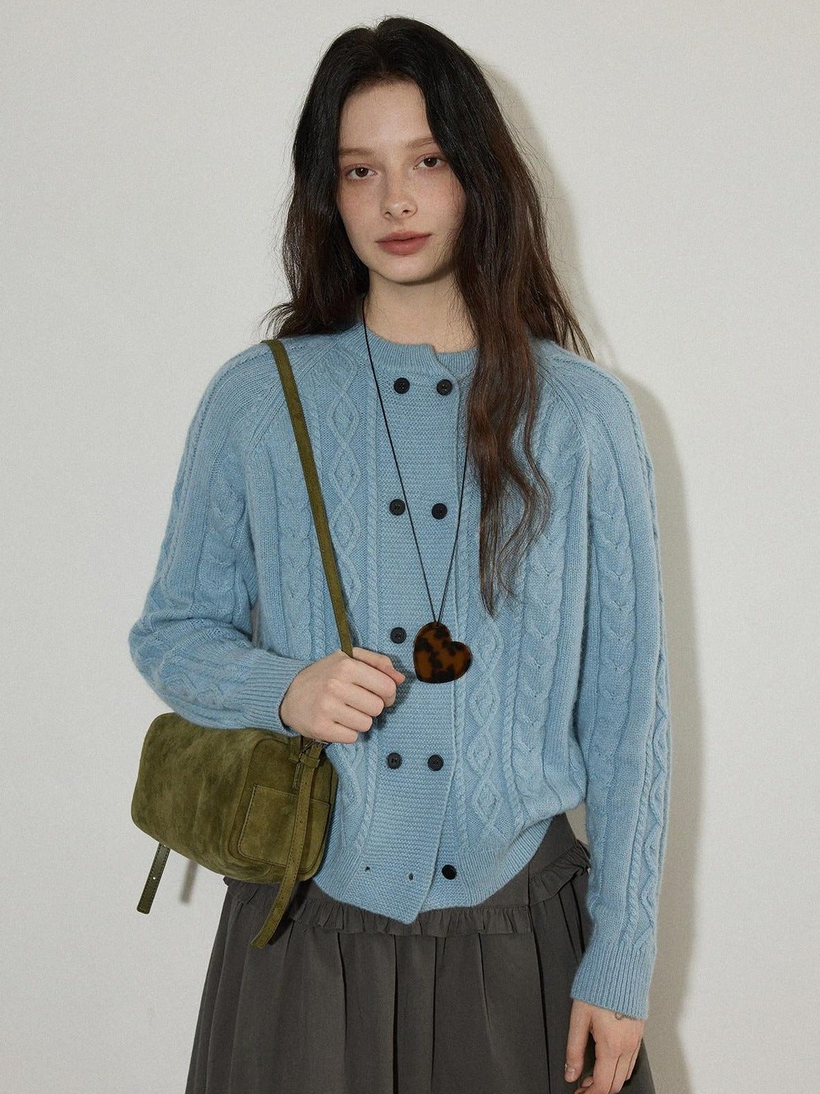 Lofi choose High Waist Ruffle A Line Pleated Cotton Commuter Skirt For Women Midi Skirts