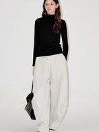fano Viscose Silk Blend Slim Fit Half Open Collar Long Sleeve Women Knit Sweaters