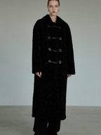unspoken Thick Double Breasted Commuter Straight Fit Women Black Polyester Long Coats