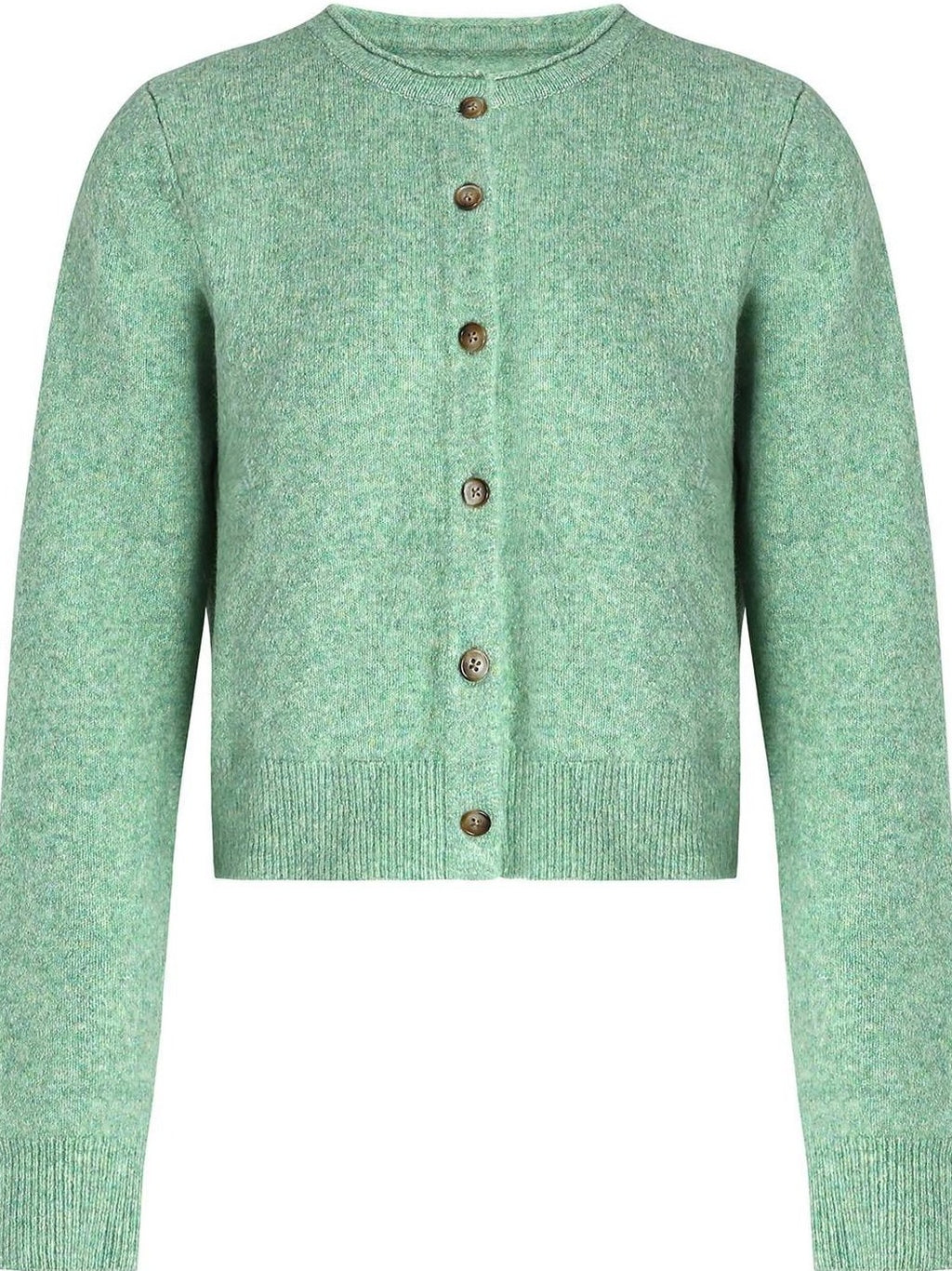 fano Thermal Workwear Straight Fit Crew Neck Green Button Front Women Cardigans