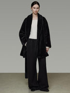 unspoken Warm V-neck Minimal Commuter Loose Midlength Women Everyday Black Long Coats