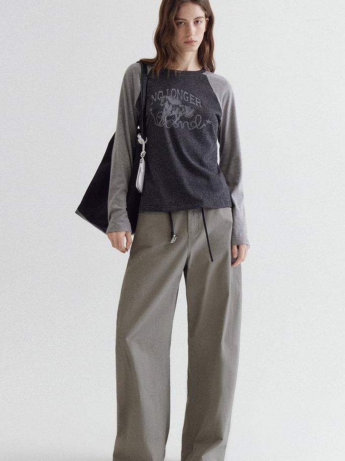 fano Soft Polyester Cotton Printed Raglan Neck Women Office Long Sleeve Crop Tops