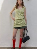Lofi choose High Waist Distressed Loose Fit Women Zip Washed Green Mid-Length Shorts