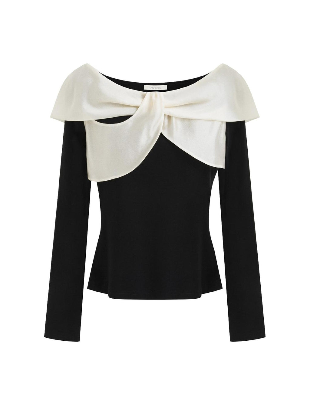 unspoken Comfortable Loose One Shoulder Long Sleeve Women Colorblock Black Beige Blouses