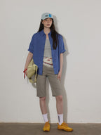 Lofi choose Lightweight Embroidered Plaid Button Down Loose Commuter Short Sleeve Women Shirts