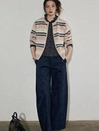 Lofi choose High Waist Stretch Wide Leg Zip Office Casual Women Brown Navy Straight Pants