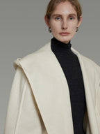 unspoken 100 Percent Sheep Wool Commuter Relaxed Notched Lapel White Wool Coats