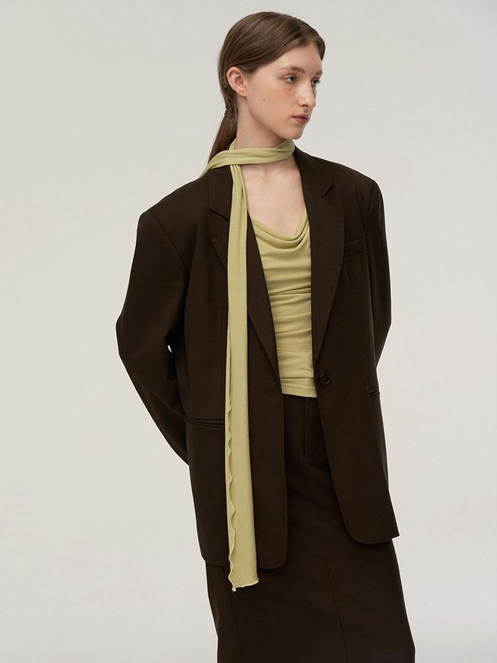 someonesometimes Soft Viscose Blend Tie Detail V-neck Minimalist Commuter Knit Pullover Sweaters