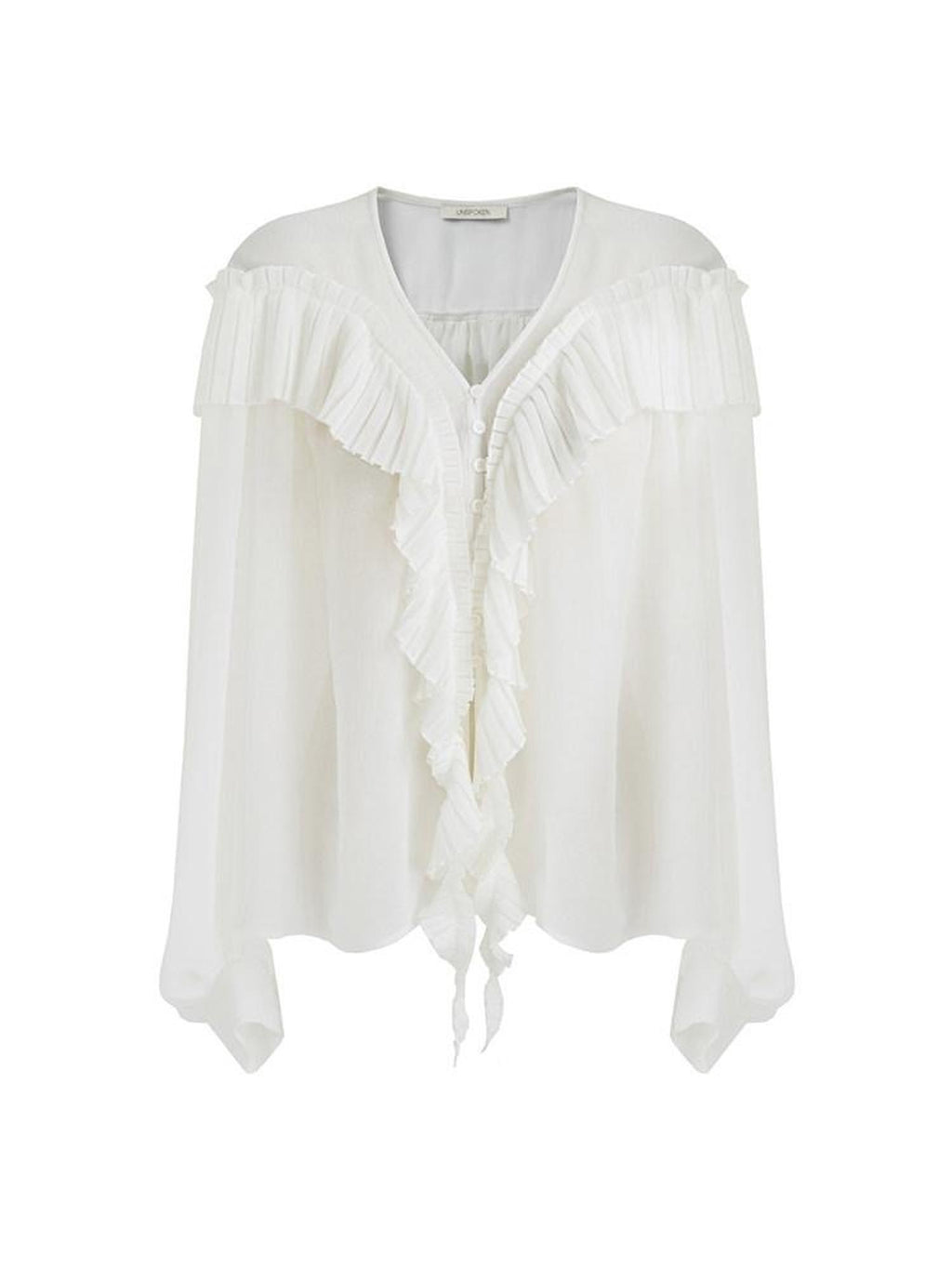 unspoken Lightweight V-neck Loose Minimalist Office Women Polyester Long Sleeve Blouses