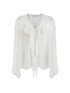 unspoken Lightweight V-neck Loose Minimalist Office Women Polyester Long Sleeve Blouses