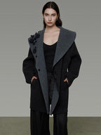 unspoken Warm Thick Minimal Commuter Loose Fit Lapel Women Sheep Wool Blend Wool Coats