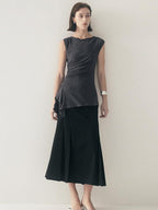 someonesometimes Original Strappy Solid Viscose Stretch Tee Off Shoulder Crop Tops