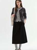 fano Shape Retaining High Waist Pleated A Line Casual Women Cotton Maxi Skirts