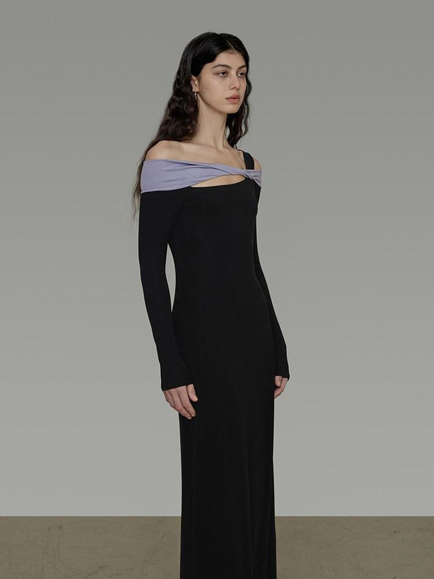 unspoken Tencel High Waist Asymmetrical Off Shoulder A Line Knit Women Maxi Dresses