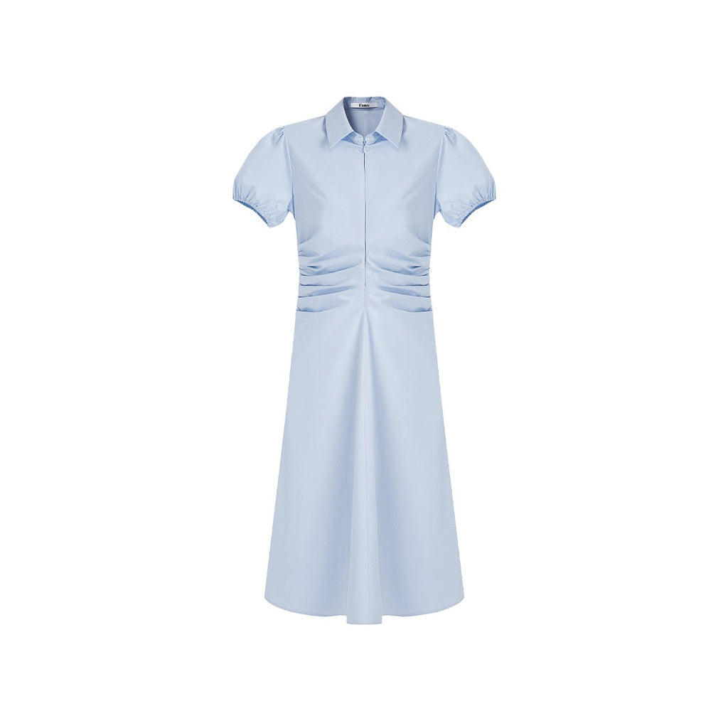 fano_100%_Cotton_Puff_Sleeve_A_Line_Natural_Waist_Solid_Blue_Zipper_Maxi_Dresses_MISSTT