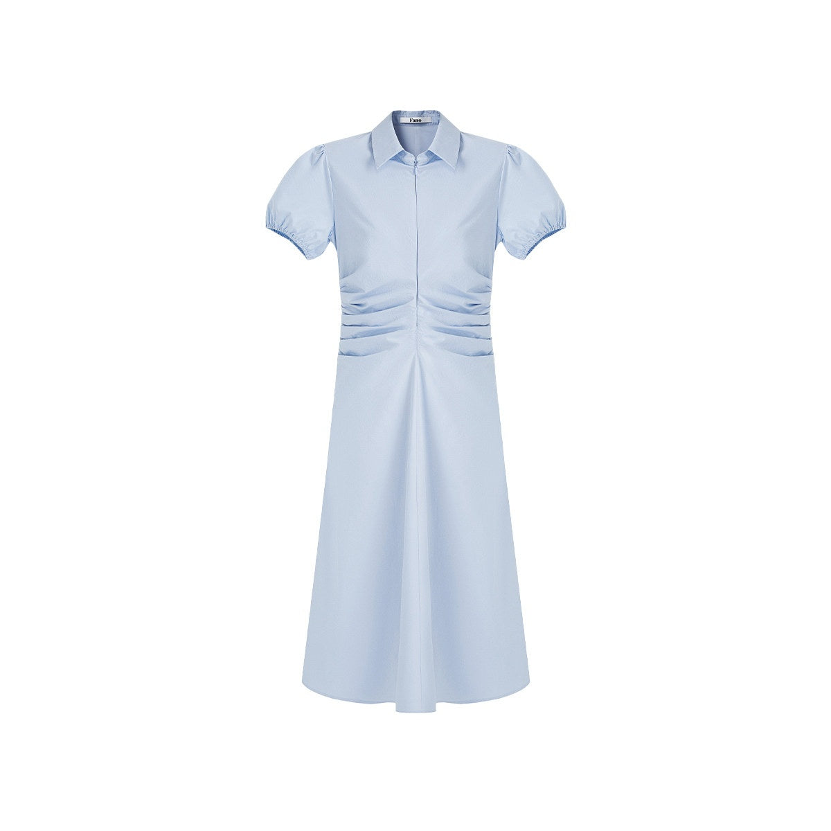 fano_100%_Cotton_Puff_Sleeve_A_Line_Natural_Waist_Solid_Blue_Zipper_Maxi_Dresses_MISSTT