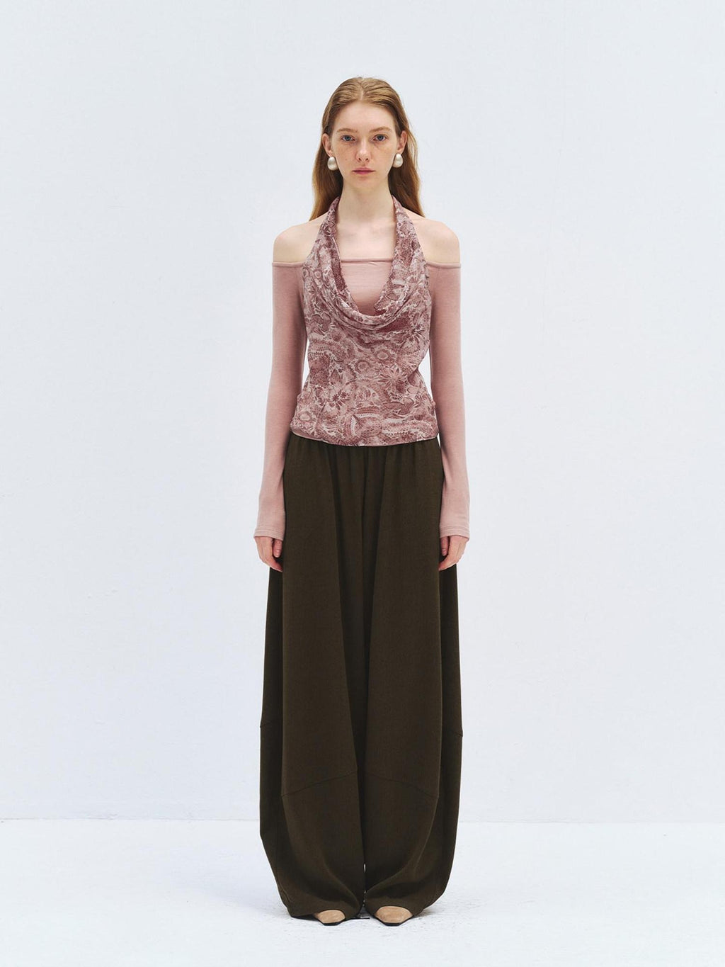someone sometimes Silk Wool Blend Slim Fit Patchwork Knit Women Printed Halter Crop Tops