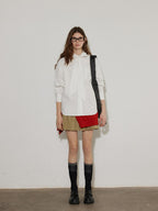 Lofi choose Elegant Ribbon Tie Neck Office Loose Fit Long Sleeve Button Blouses