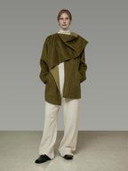unspoken Asymmetrical Lambswool Blend Oversized Minimal Commuter Tailored Wool Coats