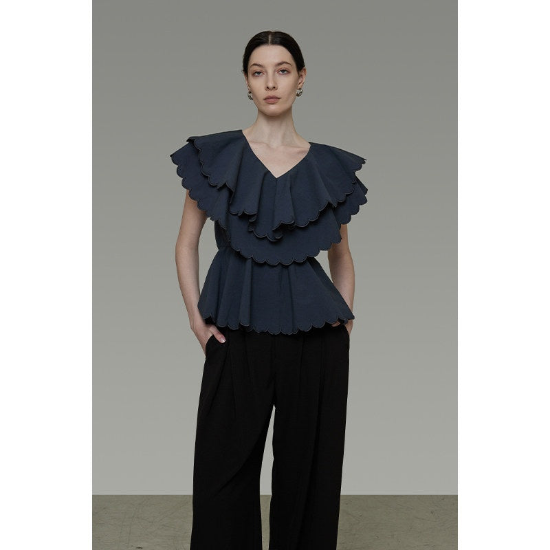 unspoken_Breathable_Cotton_Blend_Ruffle_Collar_Loose_Minimal_Commuter_Women_Blouses_MISSTT