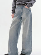 fano Soft Cotton No Stretch Commuter Relaxed Natural Waist Blue Straight Leg Jeans