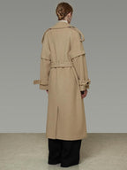 unspoken Elegant Minimal Workwear Oversized Double Breasted Lapel Khaki Wool Coats
