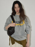 Lofi choose 100% Cotton Relaxed Crewneck Long Sleeve Women Commuter Gray Sweatshirt