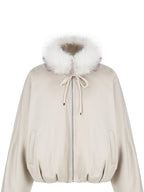 fano Cozy Insulated Korean Commuter Loose Fit Stand Collar Beige Grey Puffer Jackets
