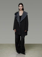 unspoken Warm Thick Minimal Commuter Loose Fit Lapel Women Sheep Wool Blend Wool Coats