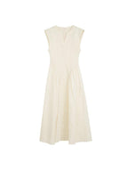 unspoken High Waist Colorblock V-neck Sleeveless Workwear A Line Cotton Maxi Dresses