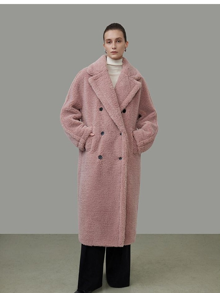 unspoken Thick Warm Tailored Straight Cut Double Breasted Long Women Wool Coats