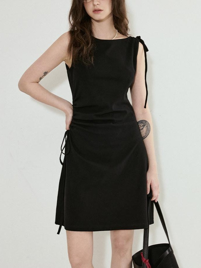 fano Cotton Blend Elegant Sleeveless Asymmetric Hem H Fit Women Midi Dresses