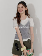 Lofi choose Breathable Round Neck Loose Fit Commuter White Short Sleeve T-Shirts