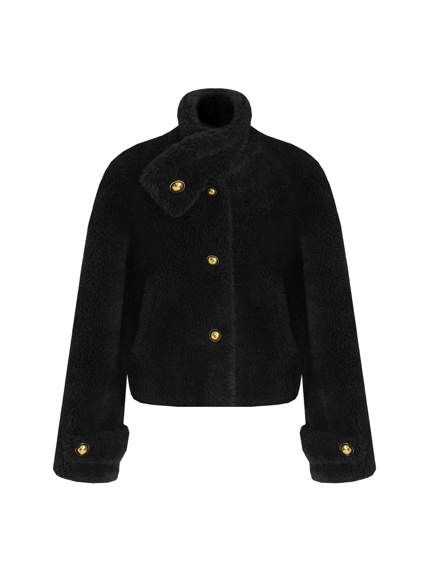 unspoken Warm Sculpted Tailoring Minimal Commuter Loose High Waist Wool Blend Short Coat