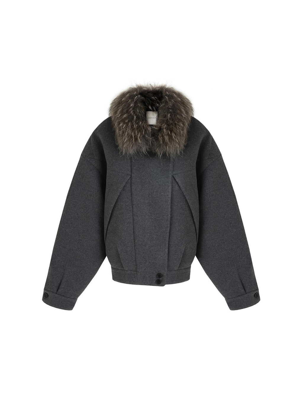unspoken Deep Gray Cotton Zip Fur Collar Relaxed Commuter Insulated Puffer Jackets
