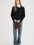 fano High Waist Washed Clean Straight Rigid Denim Blue Straight Leg Jeans
