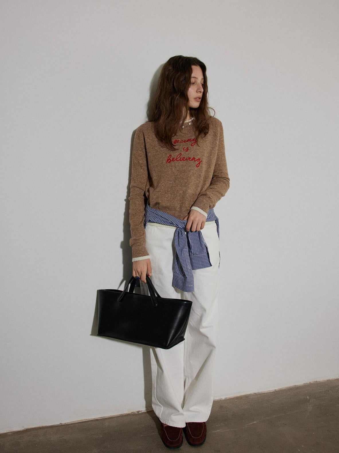 Lofi choose Colorblock Pullover Relaxed Fit Commuter Crewneck Casual Office Sweatshirt