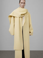 unspoken 100 Percent Wool Bright Yellow Long Straight Minimalist Office Wool Coats