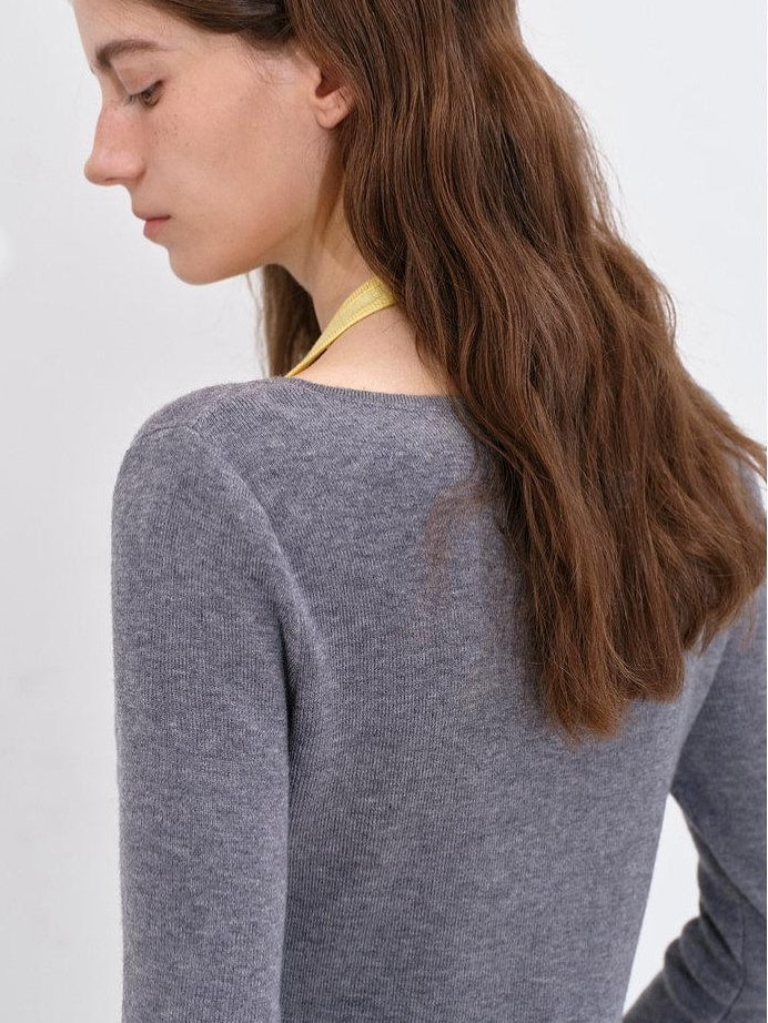 fano Soft Breathable Korean V-neck Slim Faux Layered Colorblock Cardigans