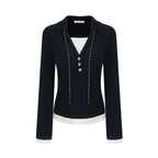 unspoken_Breathable_Slim_Fit_V-neck_Knit_Three_Piece_High_Waist_Navy_Women_Lounge_Sets_MISSTT
