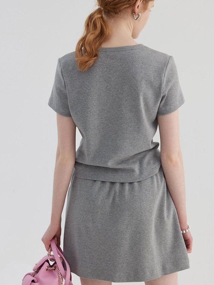 fano 96 Percent Cotton Soft Crop Top Mini Skirt Young Women Matching Top & Skirt Sets