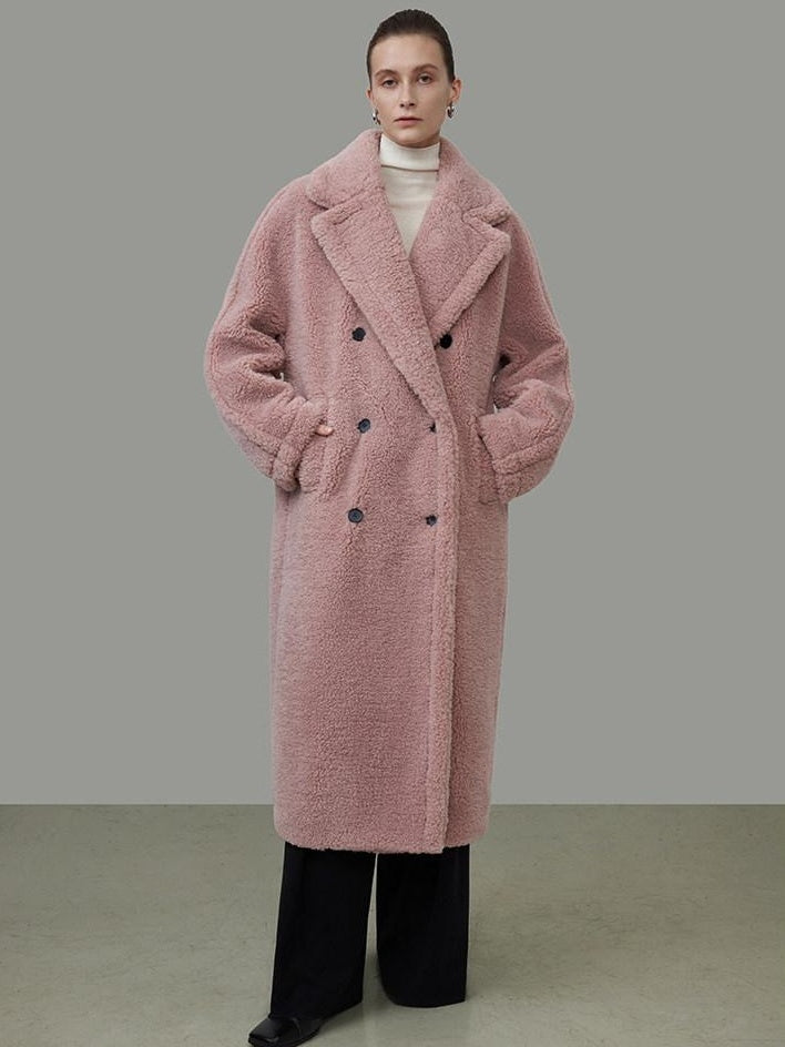 unspoken Thick Warm Tailored Straight Cut Double Breasted Long Women Wool Coats