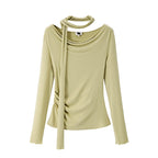 someonesometimes Soft Viscose Blend Tie Detail V-neck Minimalist Commuter Knit Pullover Sweaters